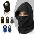 thumbnail image 2 of Unisex Winter Balaclava Knit Hood Face Mask - Windproof Thermal Polar Fleece Neck Gaiter for Motorcycle Riding, Skiing, Cold Weather Protection - One Size Adjustable Drawstring Headgear - Black/Grey, 2 of 8