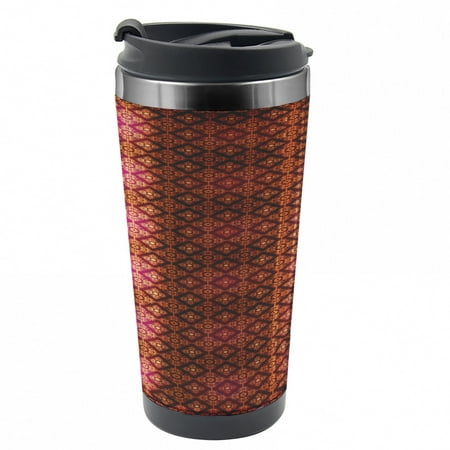

Damask Travel Mug Abstract Victorian Style Steel Thermal Cup 16 oz by Ambesonne