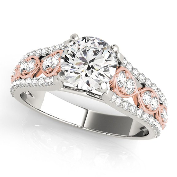 Aonejewelry 1 Carat Halo Two-Tone Hand Crafted Diamond Engagement Ring In 14k Solid Rose & White Gold