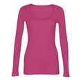 thumbnail image 3 of TQWQT Womens Long Sleeve Tops Ribbed Knit Thermal Shirt Slim Fit Sexy Top Scoop Neck Basic T Shirts Trendy Casual Winter Clothes Hot Pink M, 3 of 4