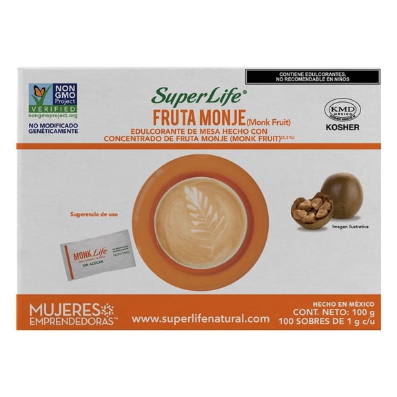 Edulcorante de mesa Super Life fruta del monje 100 sobres de 1 g c/u