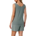 thumbnail image 3 of INSPIRE CHIC Womens Lounge Set Cotton Sleeveless Pajama Set Tank Top Shorts Soft Sleepwear PJ Set S Green, 3 of 6