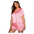 thumbnail image 1 of Womens Satin Short Pajamas Set - Sleepwear Button Down Two-piece Pj Sets Flannel Loungewear, 1 of 5