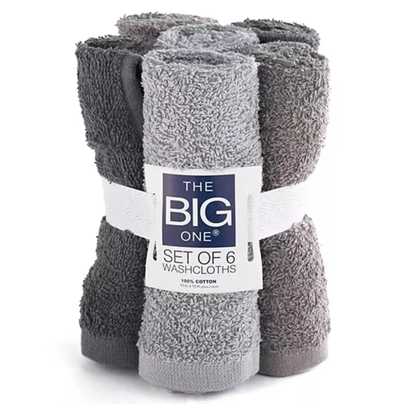 The Big One Soft Terry Cotton 6-Pack Wash Cloths Rags Multi Color Washcloths