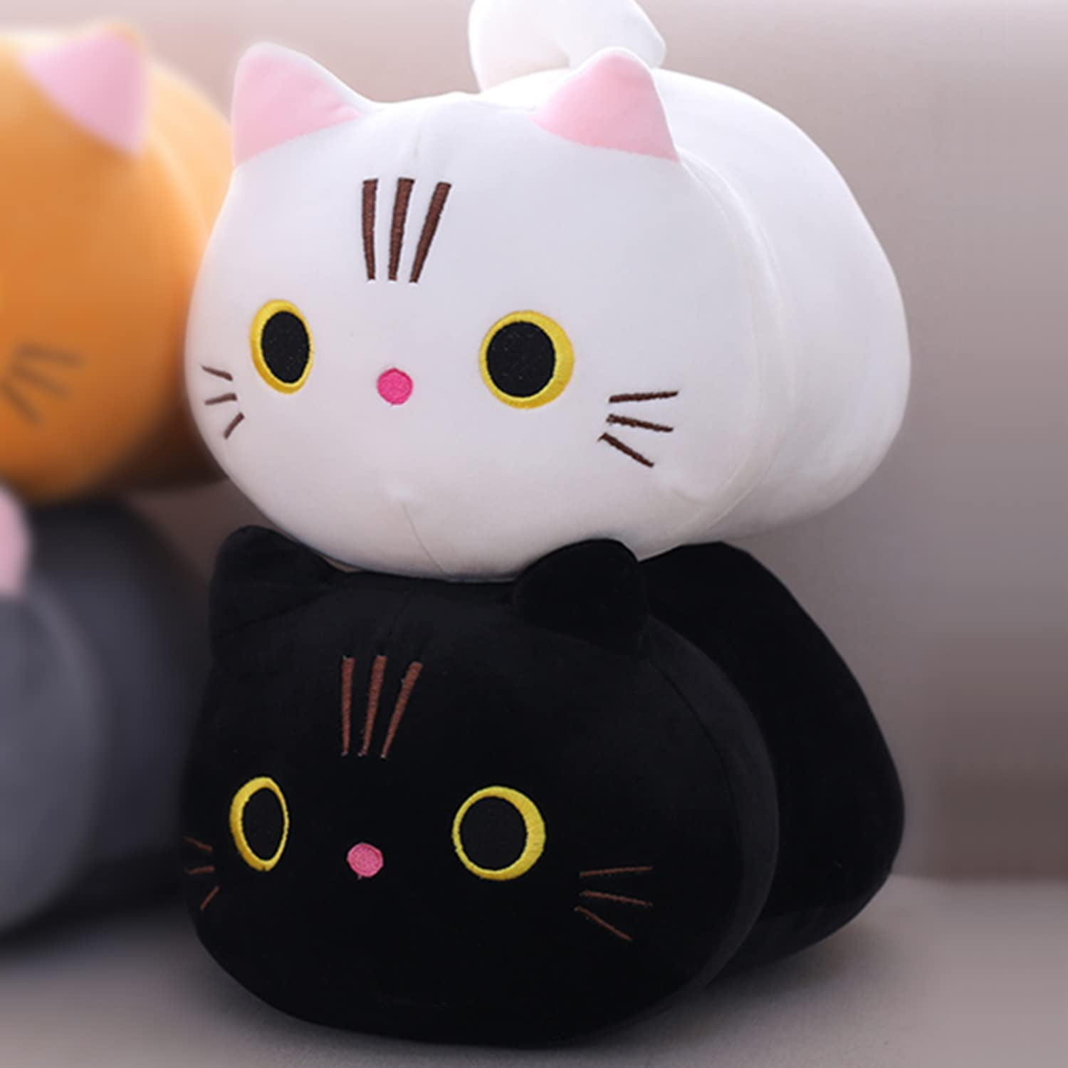 Hongchun White Cat Plush Pillow 14 in Kawaii Cat Stuffed Animals Kitten Cute Plushies Toys for Kids Birthday Gift Walmart