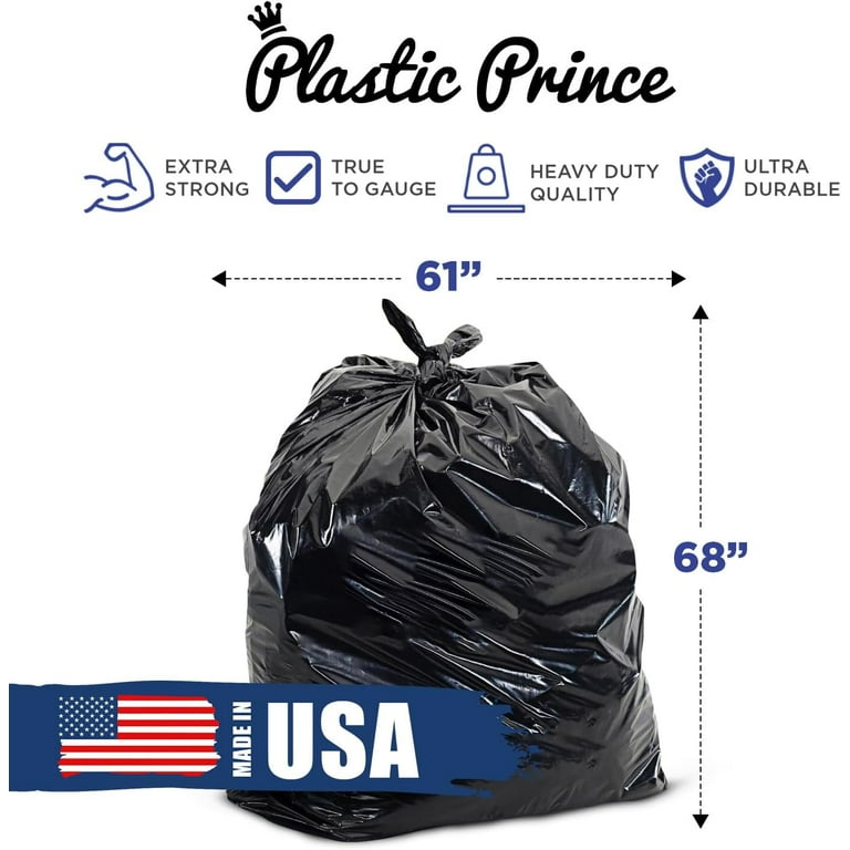 95-96 Gallon Heavy Duty Trash Bags - 2 Mil Thick, 61" X 68", Pack Of 25, Fits Rubbermaid & Large Round/Square Cans