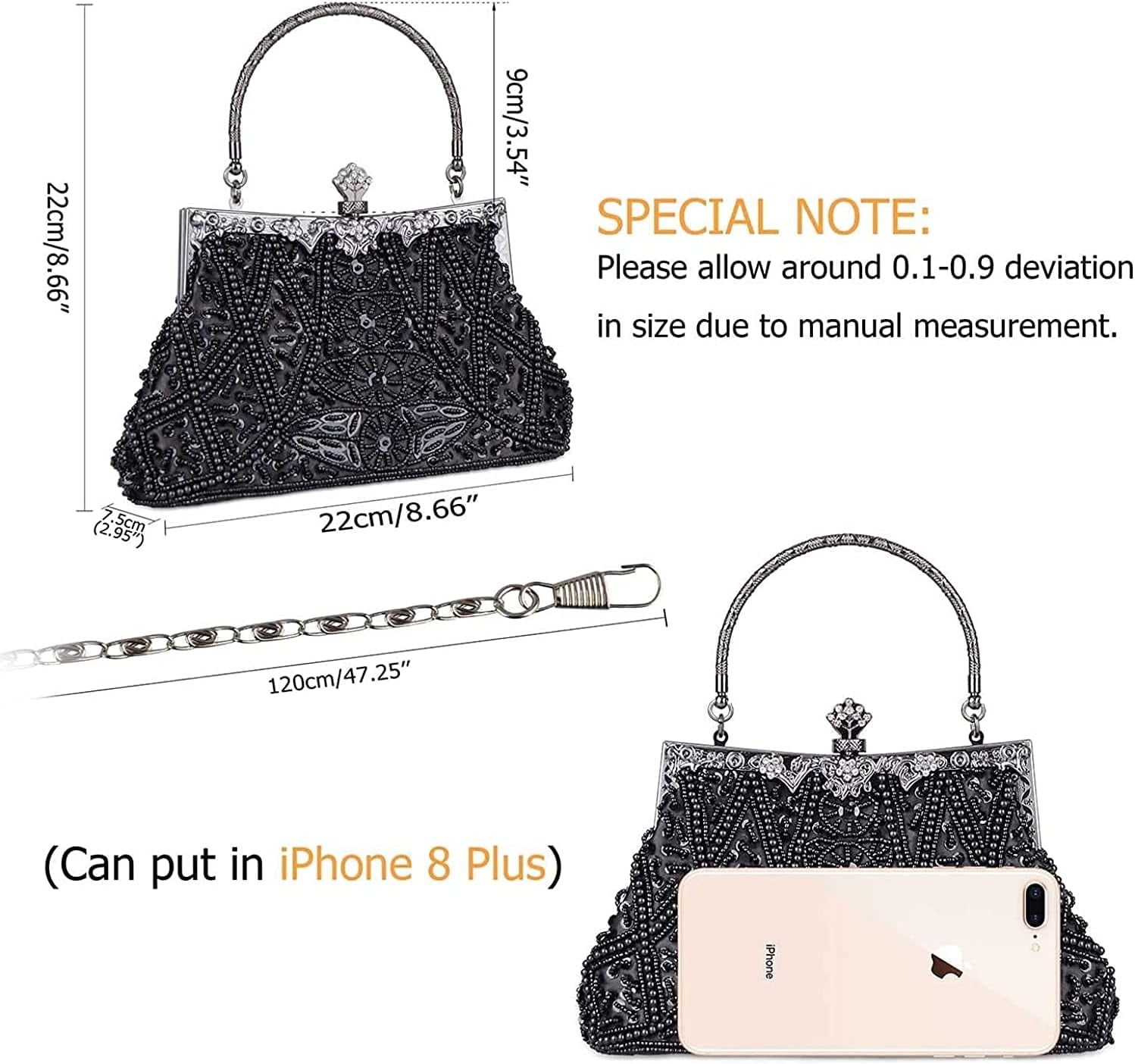 1920s Evening Bags Unique Sequin Beaded Clutch Purses for Cocktail Wedding Party Prom