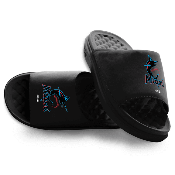 Unisex ISlide Black Miami Marlins Primary Motive Slide Sandals