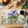 thumbnail image 2 of Spring Easter Placemats Set of 4, Purple Floral Summer Botanical Rustic Placemats for Dining Table, Place Mats for Kitchen Tabletop, Waterproof Wipeable Dining Table Mats Set, 2 of 9