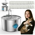 thumbnail image 1 of Pawira/Hydropaws Water Fountain for Cats and Dogs, 3.2L/108oz Stainless Steel Automatic Pet Water Dispenser with Quiet Pump & 4-Stage Filtration System, 1 of 8