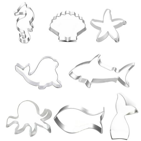 

NUOLUX 1 Set 8 Pcs Stainless Steel Cookie Molds Sea Creature Fruit Cutting Molds