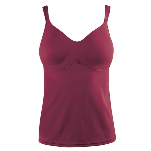 Ahh By Rhonda Shear Women's Flirt Molded Cup Shaping Camisole with Built-In Bra - Garnet - 1X