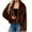 #047-Brown, variant on AUNVITO Women's Winter Warm Faux Fur Coat Stand Collar Long Sleeve Solid Color Thermal Insulated Outerwear