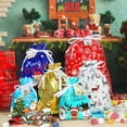 thumbnail image 3 of HRX Package Christmas Drawstring Gift Bags Holiday Gift Wrapping Bags Drawstring, 15pcs Christmas Foil Sacks Pouches with Gift Tag for Xmas Presents Party Favor, 3 of 7