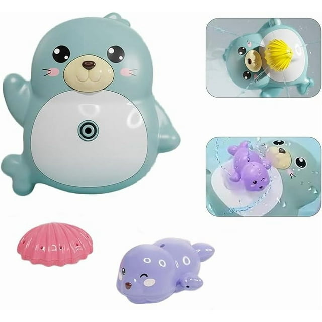 Baby bath water toy - Sea Lion Sprinkler Baby Bath Toys, Bathtub Toys with 2 Spray Water Sprinklers(Color random) for Kid ,Bathtub Swimming Pool Toys for Infant Baby Toddlers (Blue)
