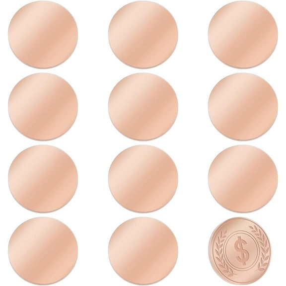 PH 12pcs Blank Coins for Engraving Blank Challenge Coins Stainless Steel Coin 32mm Coin Blanks Disc Metal Stamping Blanks for Crafts Engraving Jewelry Making Rose Gold Gold