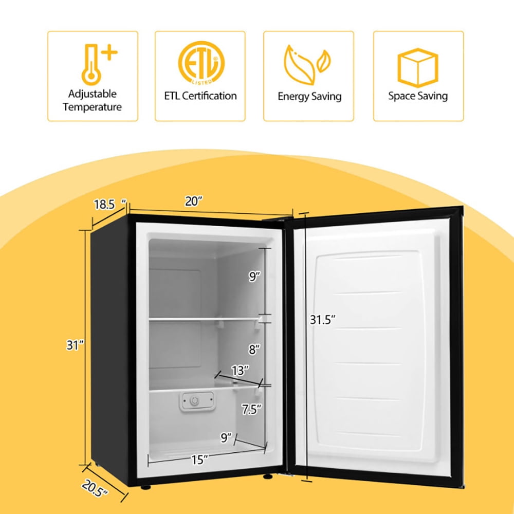 Spaco 3 Cubic Feet Compact Upright Freezer with Stainless Steel Door, Compact Refrigerator for Dorm, Office, Bedroom