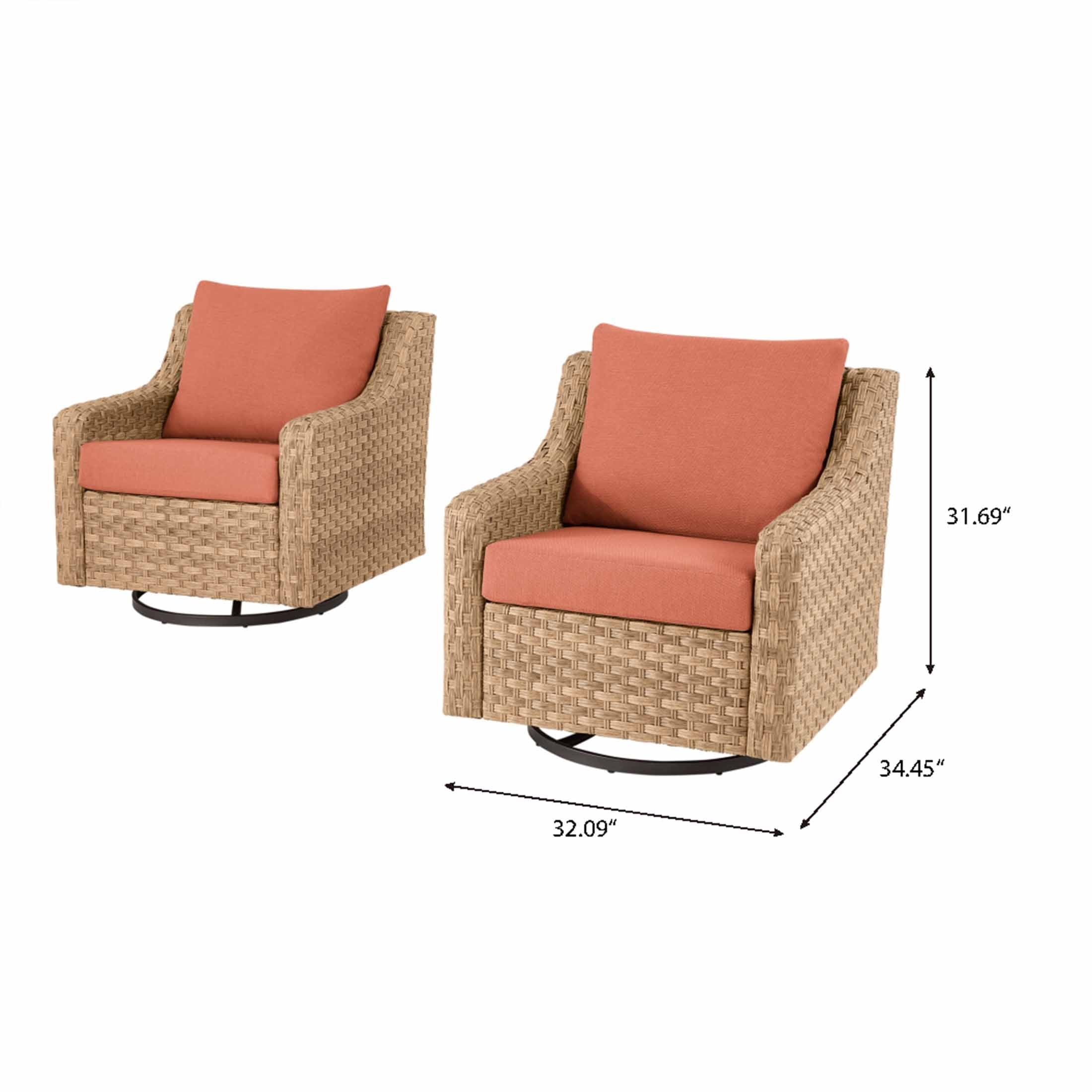Better Homes & Gardens River Oaks Outdoor Swivel Gliders with Patio Covers, Set of 2, Red