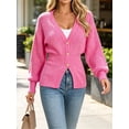 thumbnail image 2 of Deep V-neck Women Solid Button Down Slim Knit Cardigan Coat Sweater, 2 of 6