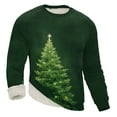 thumbnail image 3 of Men's Christmas Tree Print Hooded Sports Tracksuit Unisex Running Outfits Long Sleeve Pullover Hoodies Sweatshirt with Pockets, Festive Design, Soft and Warm for Holiday Seasons,Army Green,L, 3 of 4