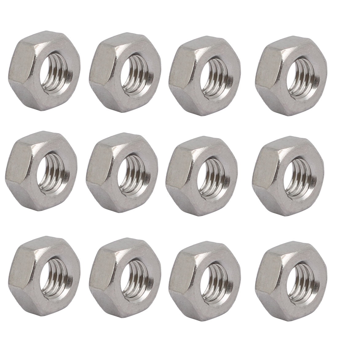 12pcs M6 x 1mm Pitch Metric Thread 304 Stainless Steel Left Hand Hex Nuts 