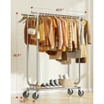 thumbnail image 6 of Sakugi Heavy-Duty Clothes Rack - 42.5"×16.5"×65.9" Garment Rack with 4-inch Lockable Wheels, Double-Rod Stainless Steel Clothing Racks for Hanging Clothes in Bedroom, Laundry Room,Silver, 6 of 11