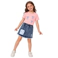 thumbnail image 6 of FSYBOA Girls Summer Outfit Sets , Shorts Sleeves Casual Elastic Waist Vacation Kids Clothing Set Pink Size 7 T, 6 of 6