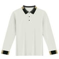 thumbnail image 2 of Fznquz Polo Tees for Men Casual White Long Sleeve Shirt Winter Collared Button Fall Men's Fashion, 2 of 4