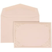 JAM Paper Wedding Invitation Set, Small, 3 3/8" x 4 3/4"- Ivory Card with White Envelope Flower Accent Border, 100/pack