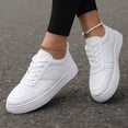 thumbnail image 5 of LTTVQM Women‘s Fashion Sneakers Leather Casual Lace-Up Platform Non-Slip Shoes Slip On Cushion Comfort Walking Sneakers White 38(US-7), 5 of 5