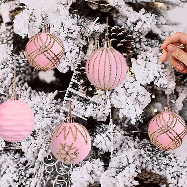 Bolas navideñas flocadas, juego de 16 piezas, adornos de gamuza, 6 cm de diámetro, para decorar el árbol y el hogar en las fiestas.,Vsgery
