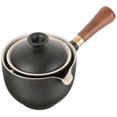 thumbnail image 1 of Elegant Black Ceramic Side Handle Teapot with Tea Strainer for Storage Use and Stove Top Brewing, 1 of 4