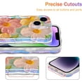 thumbnail image 5 of Case for iPhone 14, Colorful Retro Oil Painting Printed Flower Laser Beam Glossy Pattern Cute Curly Waves Border Exquisite Phone Cover Stylish Durable TPU Protective Case for Girls Women-Green, 5 of 18