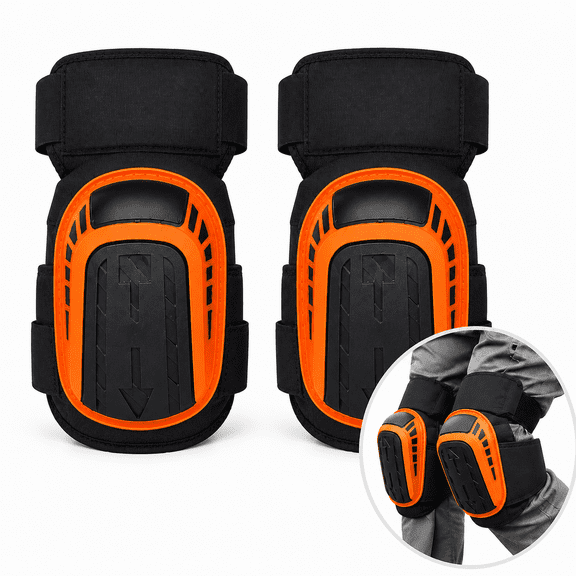 Colvaxa Knee Pads for Men & Women – Heavy Duty Work Knee Pads for Gardening, Construction, Flooring Knee Pads, Cleaning | Adjustable 12.6" Straps, Strong Stretchable Straps, Orange