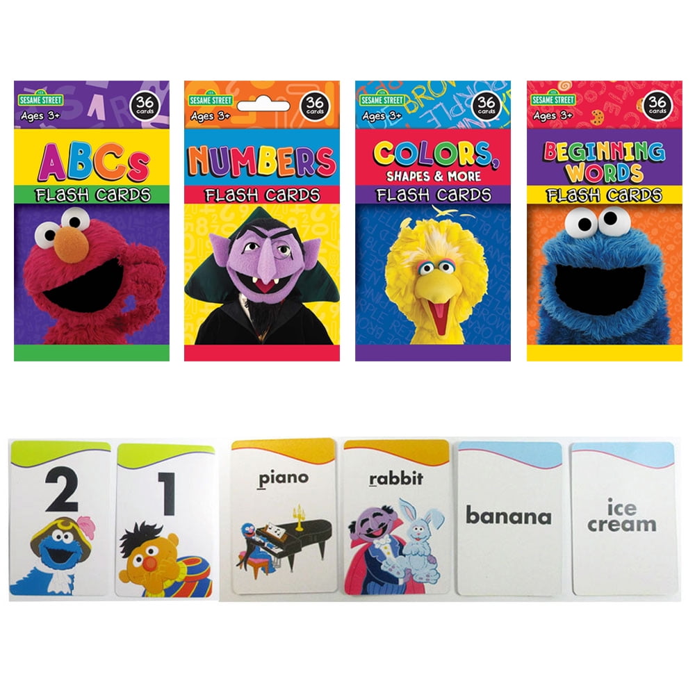 NUMBERS Set Of 3-NEW COLORS & SHAPES Sesame Street Flash Cards ALPHABET 