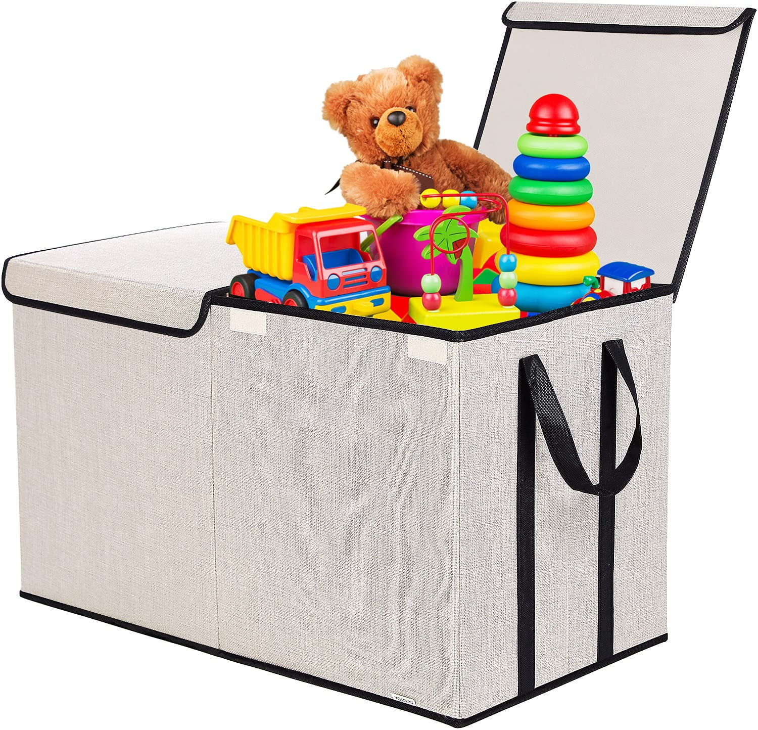 FREE delLarge Kids Toy Box Chest Storage Organizer with Double FlipTop