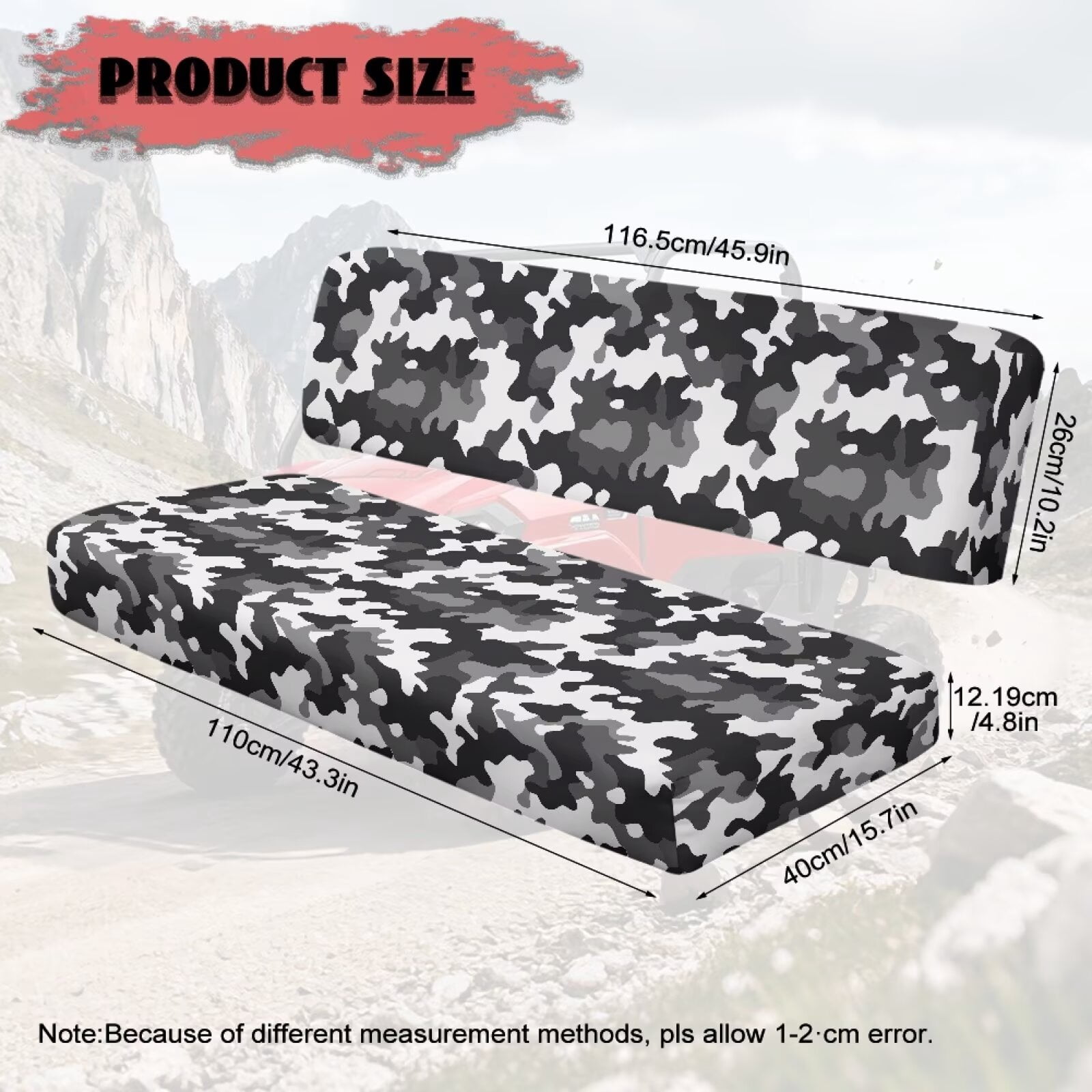 XYZCANDO Black Camouflage Seat Cover for UTV 2 Pack Mule Bench Seats Cover Compatible with Kawasaki Mule 4010 UTV Seats Covers Accessory Part Washable All-Season Protection