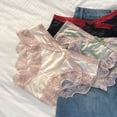 thumbnail image 3 of Women Lace Trim Panties Low Rise Stretch Briefs with Bow Silky Satin Bikini Underwear Ladies Underpants, 3 of 8