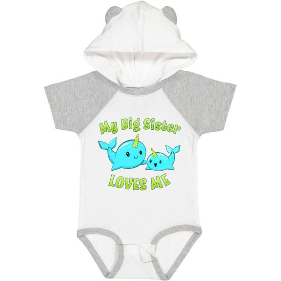 Inktastic My Sister Loves Me Cute Narwhal Boys or Girls Baby Bodysuit