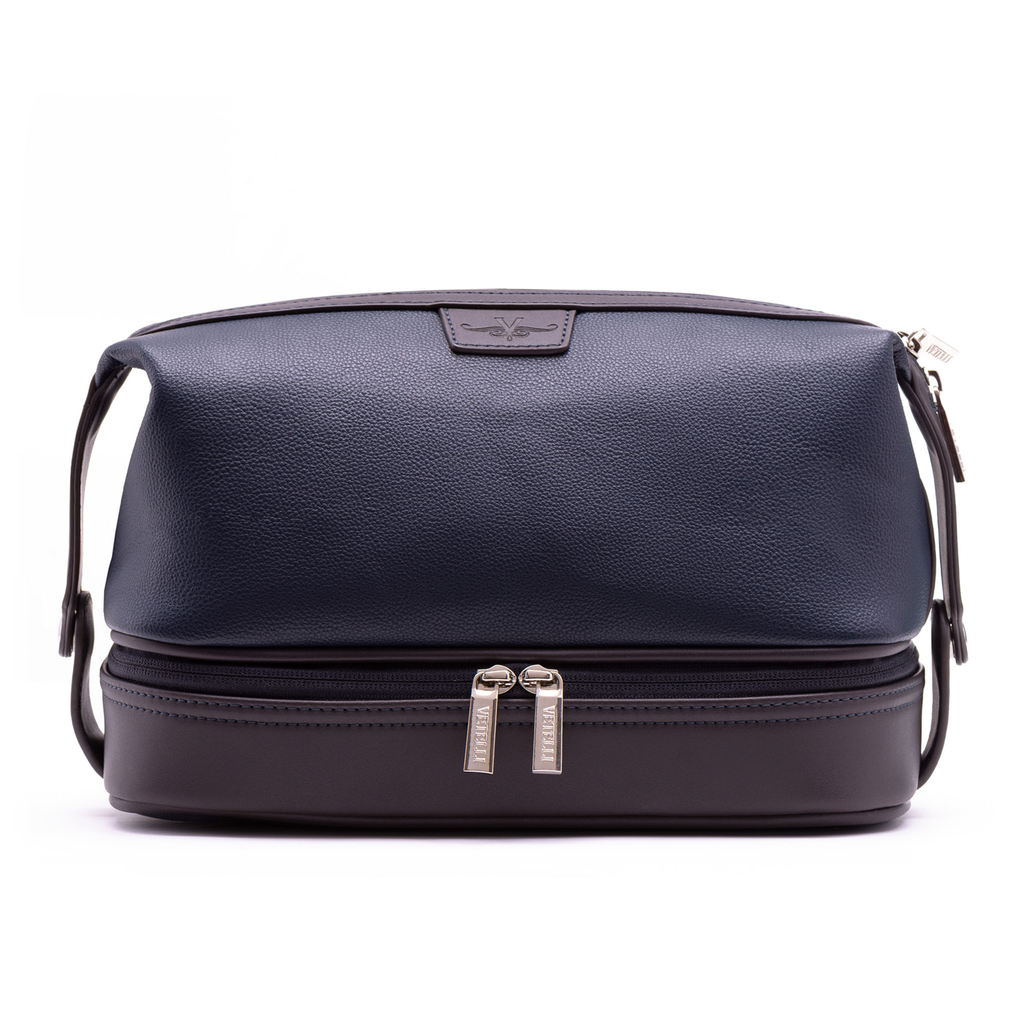Vetell Leo Large Leather Travel Toiletry and Shaving Case w/ 2 Compartments