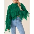 thumbnail image 2 of FAROOT Chandail en Tricot pour Femmes Manches Longues Col Rond à Pompons chandail-Over Uni Mode Urbaine, 2 of 9