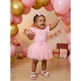 thumbnail image 6 of Aojekbee Baby Girl First Birthday Outfit Cupcake Embroidered Flying Sleeve Romper Tulle Skirt and Bow Headband 3 Piece Set, 6 of 9