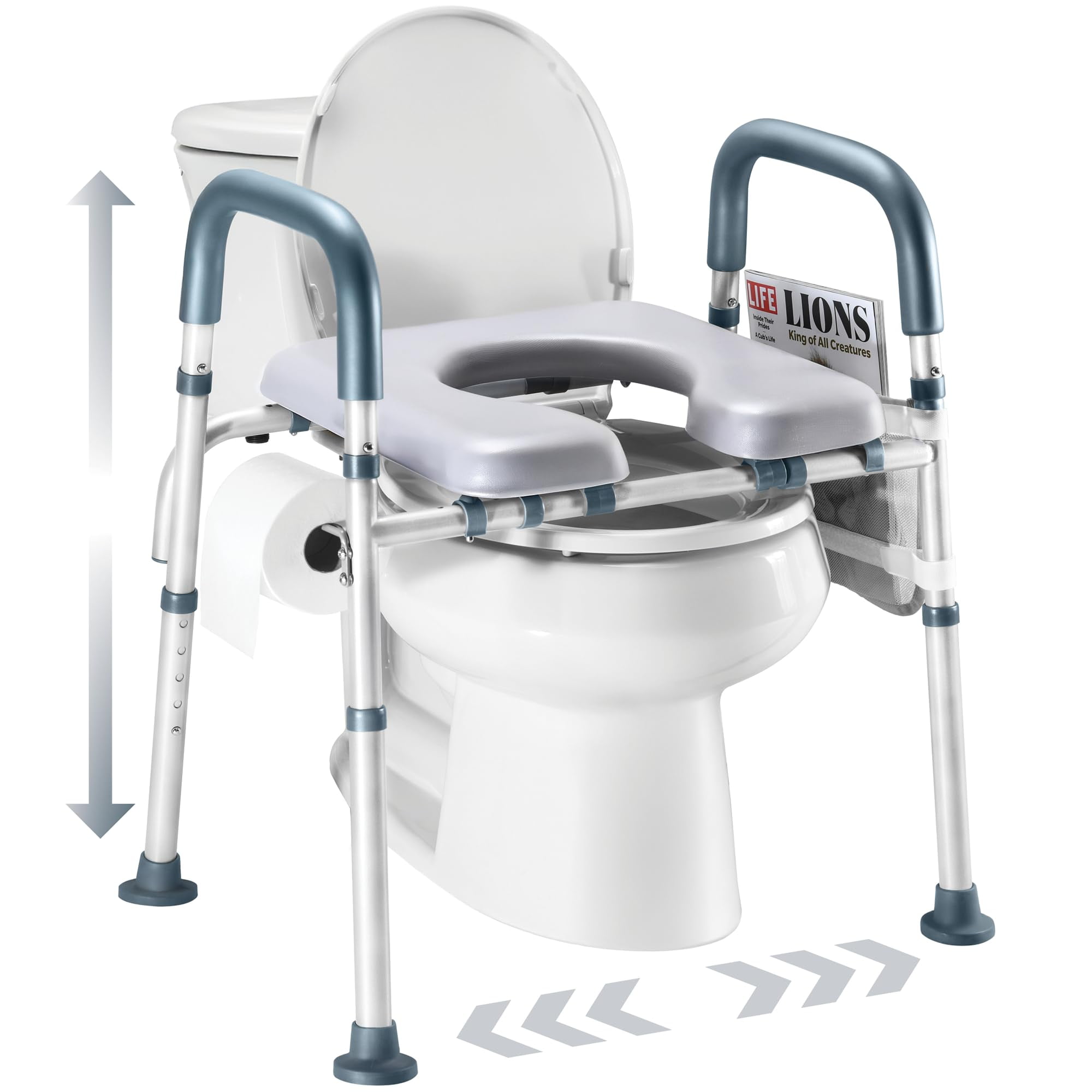 Elevador de asiento de inodoro Medical King ajustable en ancho y altura ...