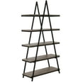 thumbnail image 2 of Evelyn&Zoe Conry 68'' Tall A-Frame Bookcase, Blackened Bronze/Antiqued Gray Oak, 2 of 5
