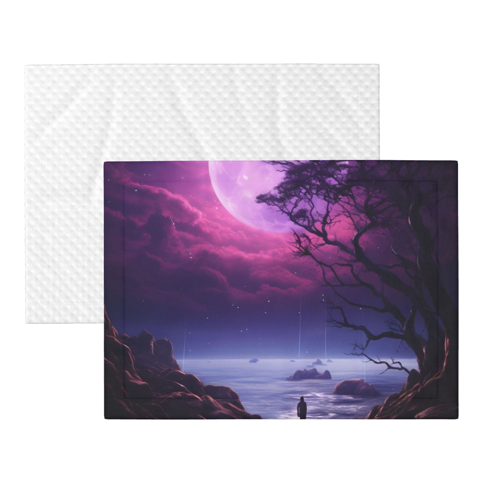 Naloa Purple Moon Tree Night Sky Dog Blanket, 3 Sizes Cat Blanket for Indoor Cats Large Medium Small Dog Gifts-Medium