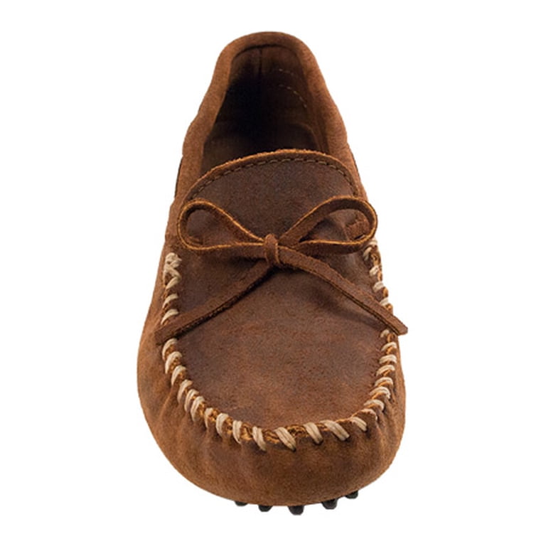 NEW MINNETONKA men\'s cowhide driving moccasin in brown ruff Amazon.com | Minnetonka Men main image 4