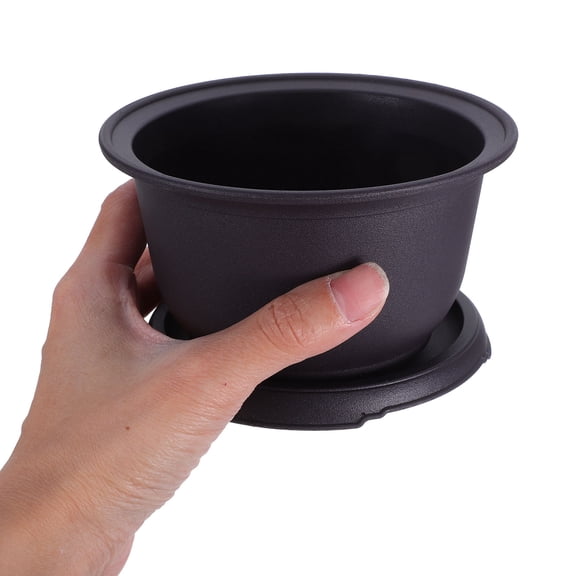 WEUVEB Set of 3 Black Plastic Garden Pots with Water Collection Tray for Indoor and Outdoor Planting