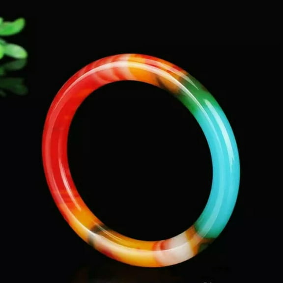 HOOUN 64-66mm Natural Bangle Multicolour Jade Bracelet Circular Genuine Jadeite Jewelr