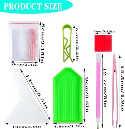YNGLLC 94PCS 5D Diamond Art Painting Tools and Accessories Kits,with 20 Plastic Diamond Trays,20pcs Glue Clay,20 Diamond Art Painting pens,Non-Slip Clips,tweezer,and Diamond Crreection
