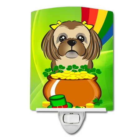 

Caroline s Treasures BB1993CNL Chocolate Brown Shih Tzu St. Patrick s Day Ceramic Night Light 6x4x3 multicolor